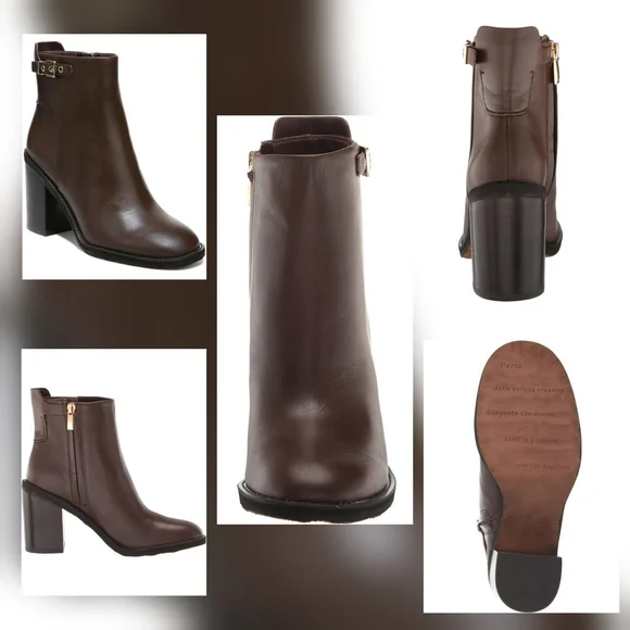 Franco Sarto Rivet LEATHER Buckle Ridding Boots Booties SZ 9.5 M Umber Brown - Picture 6 of 16